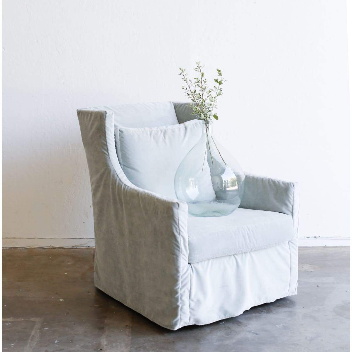 Modern Wingback Slipcovered Chair - elsie green - Furniture
