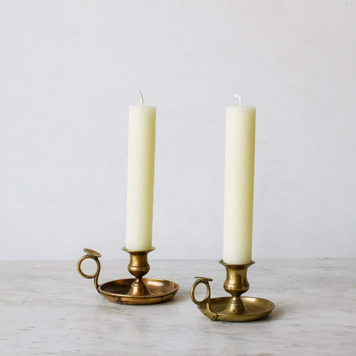 Pair of Beeswax Column Tapers - elsie green - Decor