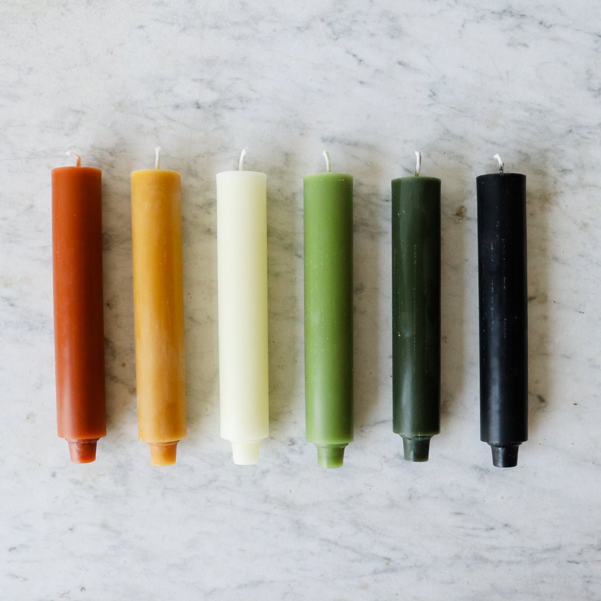 Pair of Beeswax Column Tapers - elsie green - Decor