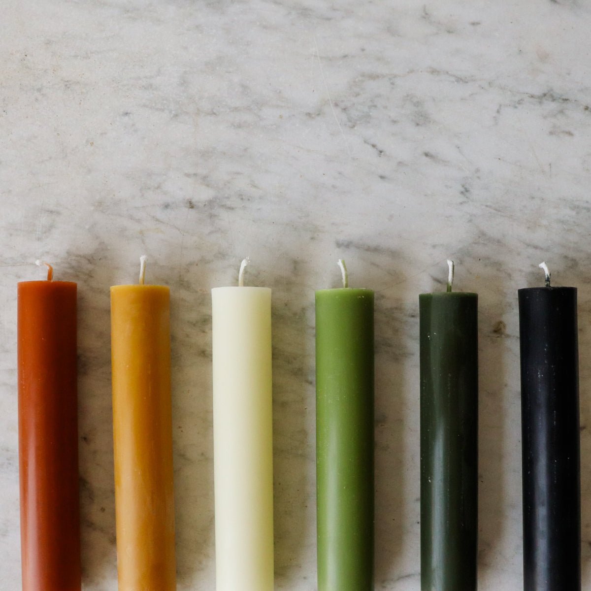 Pair of Beeswax Column Tapers - elsie green - Decor