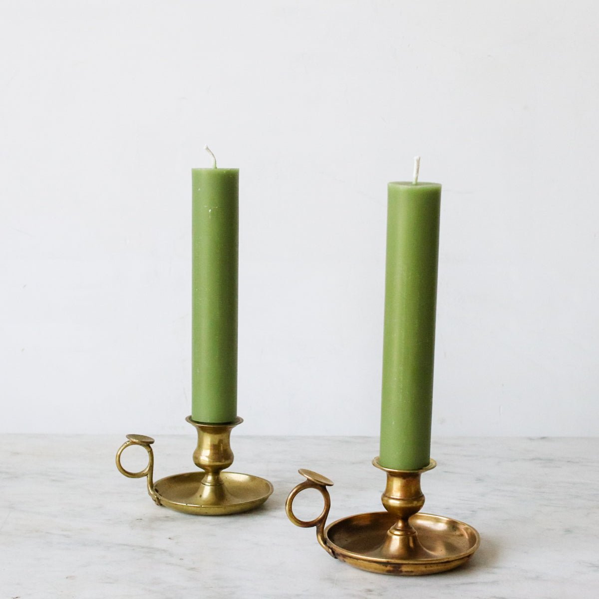 Pair of Beeswax Column Tapers - elsie green - Decor