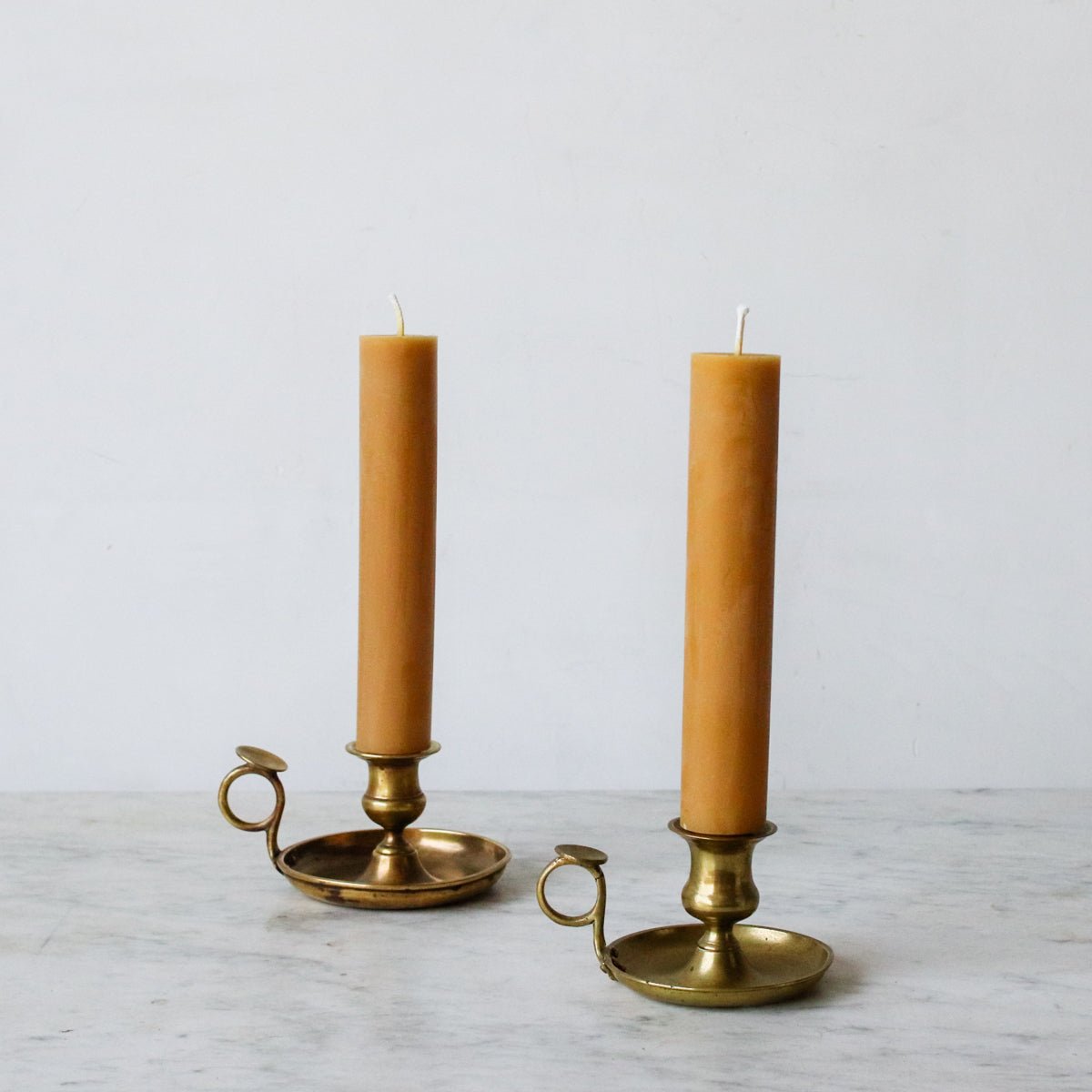Pair of Beeswax Column Tapers - elsie green - Decor