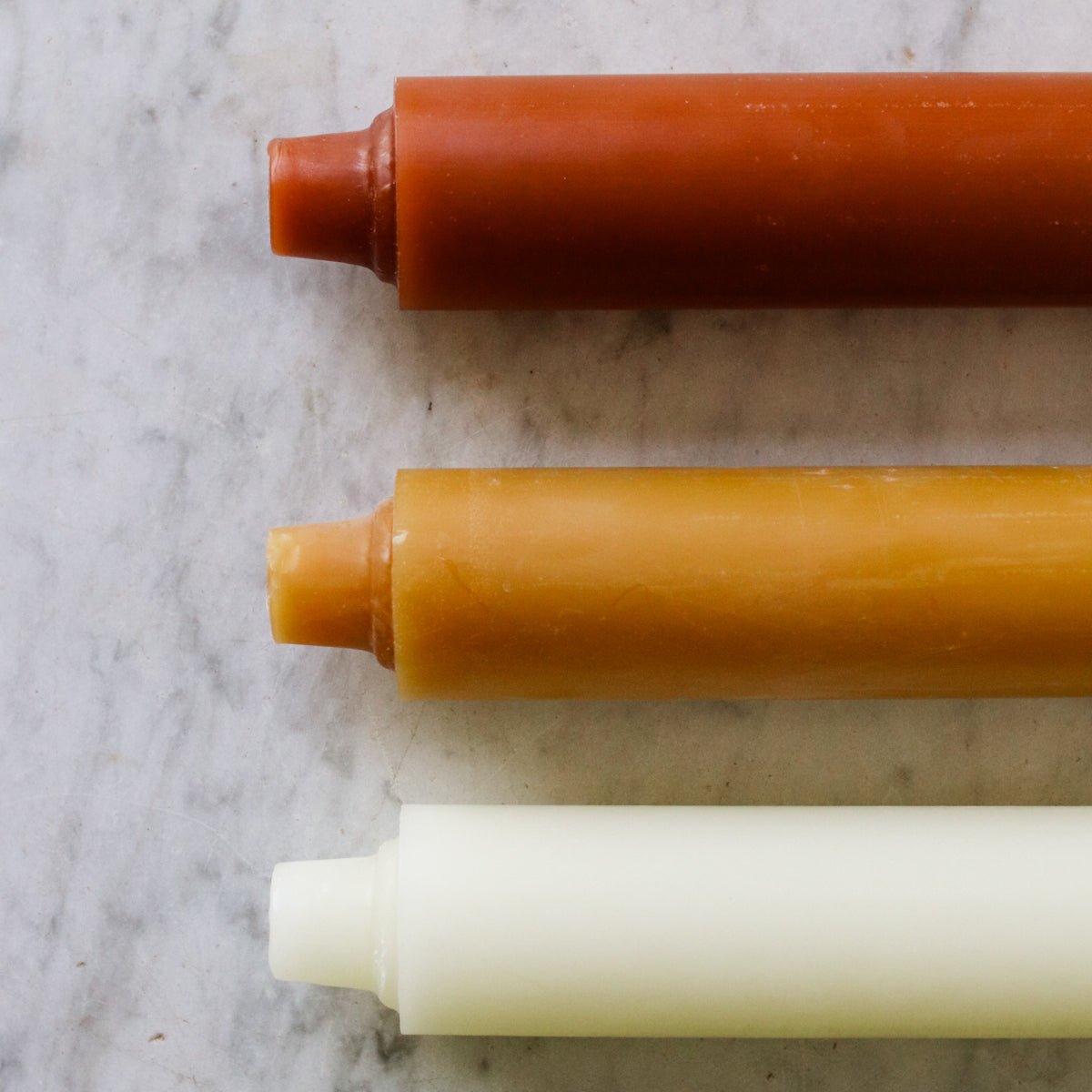 Pair of Beeswax Column Tapers - elsie green - Decor