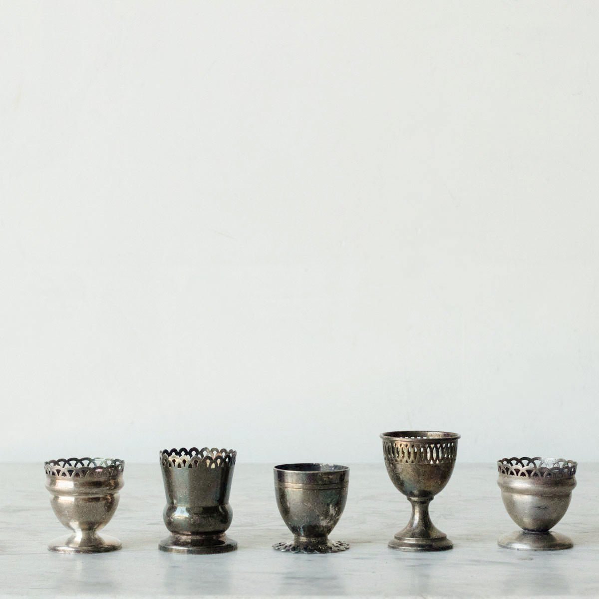 Pair of Silver Filigree Egg Cups - elsie green - The French Kitchen