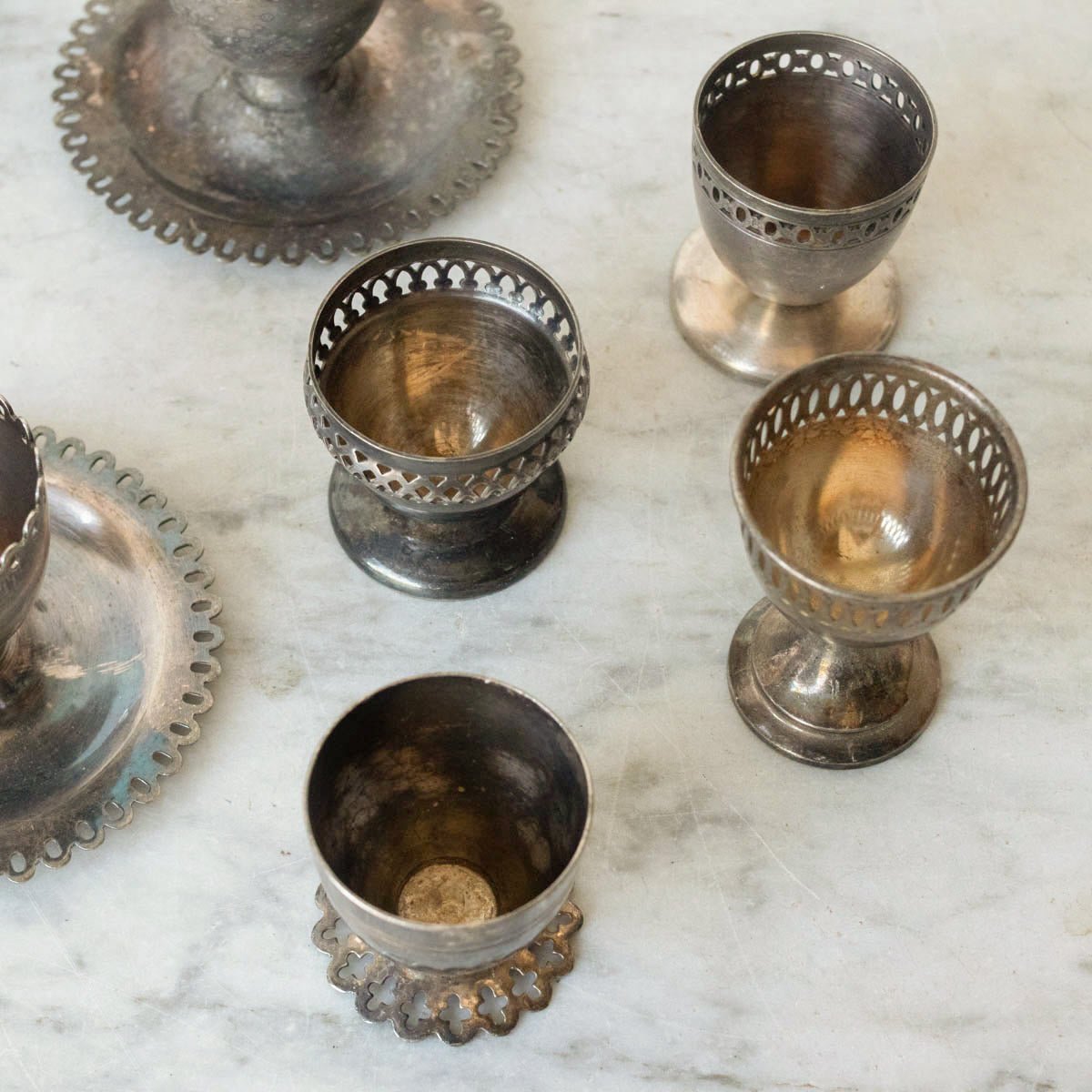 Pair of Silver Filigree Egg Cups - elsie green - The French Kitchen