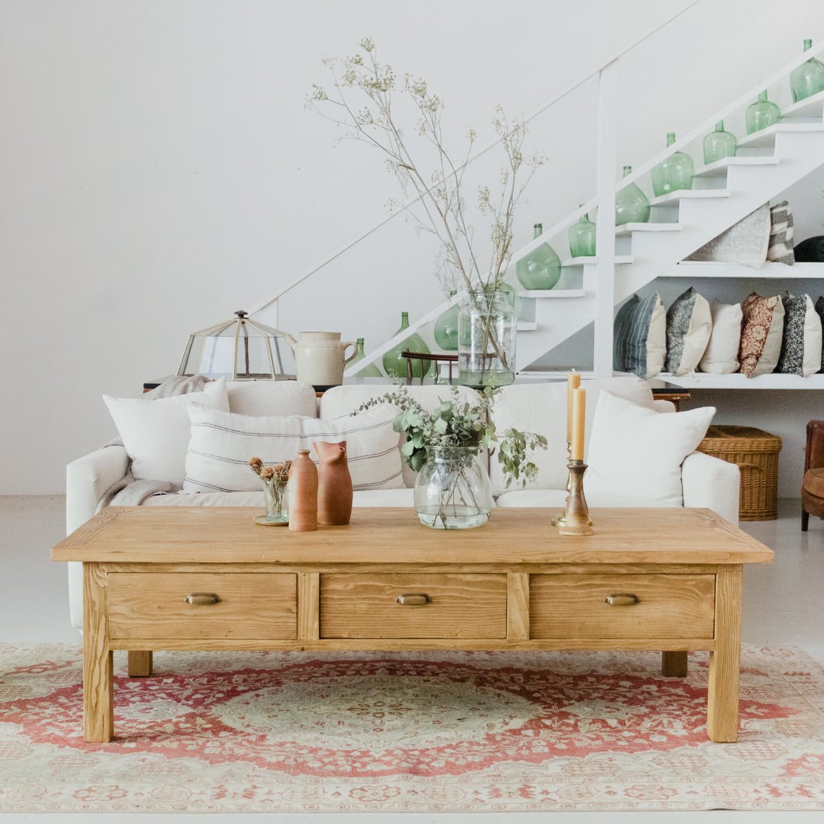 Reclaimed Wood Bread Board Coffee Table - elsie green - Custom Furniture