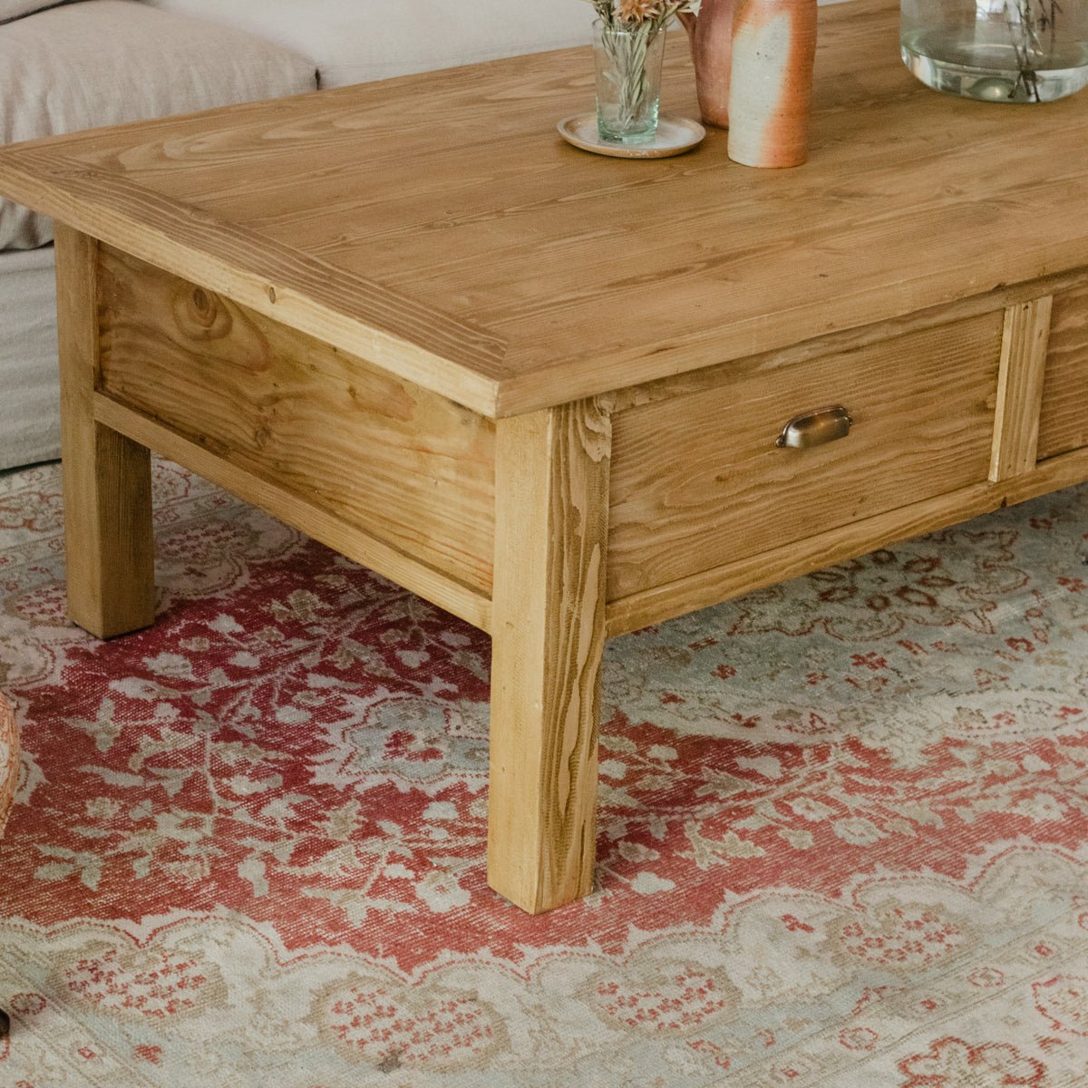 Reclaimed Wood Bread Board Coffee Table - elsie green - Custom Furniture