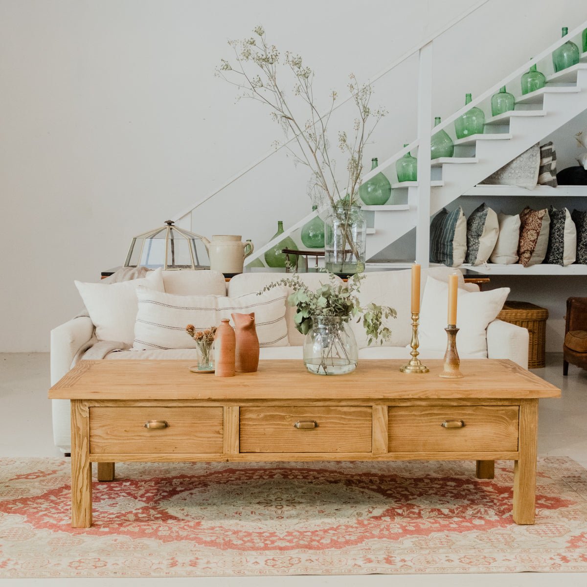 Reclaimed Wood Bread Board Coffee Table - elsie green - Custom Furniture