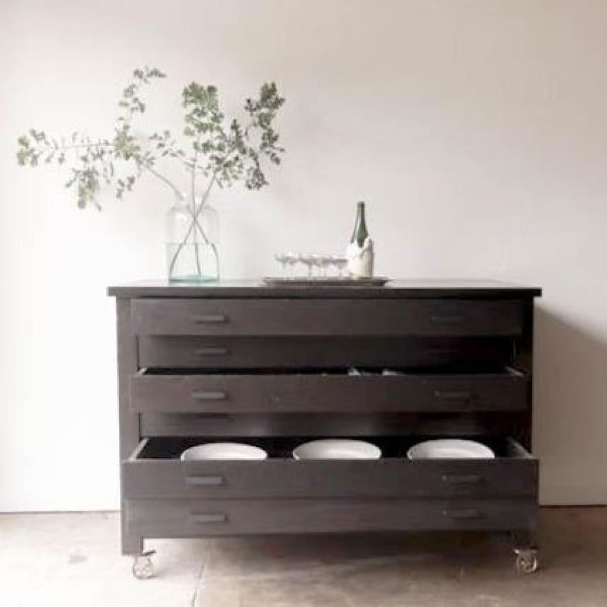 Reclaimed Wood Map Chest Console