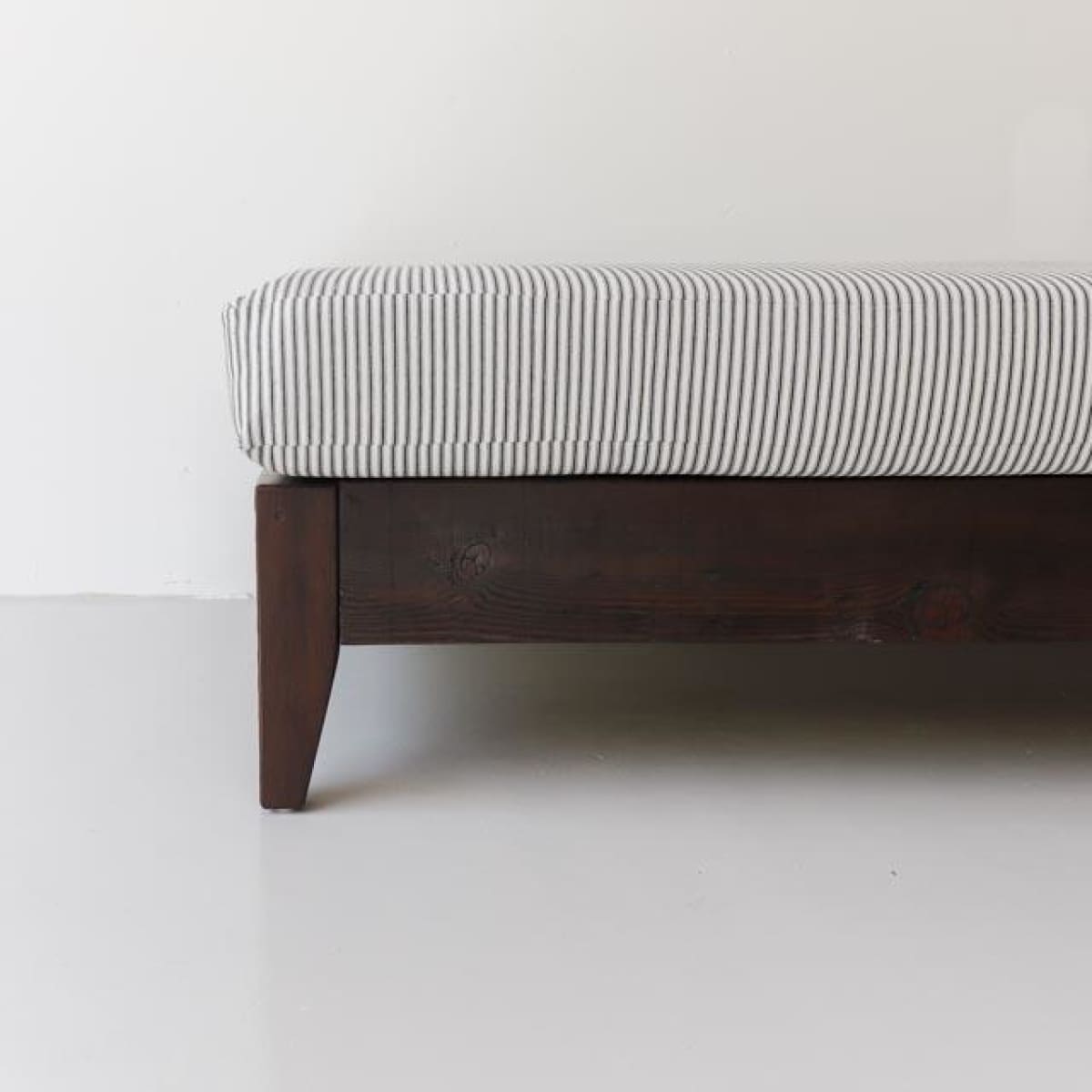 Reclaimed Wood Moroccan Lounger with Ticking Cushion | Floor Sample - elsie green - Custom Furniture