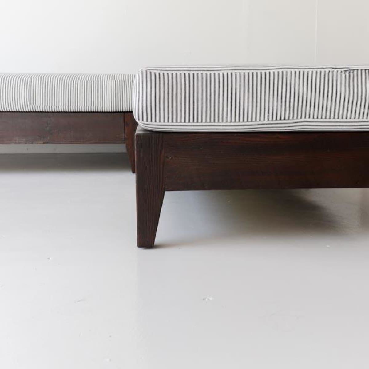 Reclaimed Wood Moroccan Lounger with Ticking Cushion | Floor Sample - elsie green - Custom Furniture