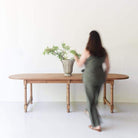 Reclaimed Wood Oval Farm Table - elsie green - Custom Furniture