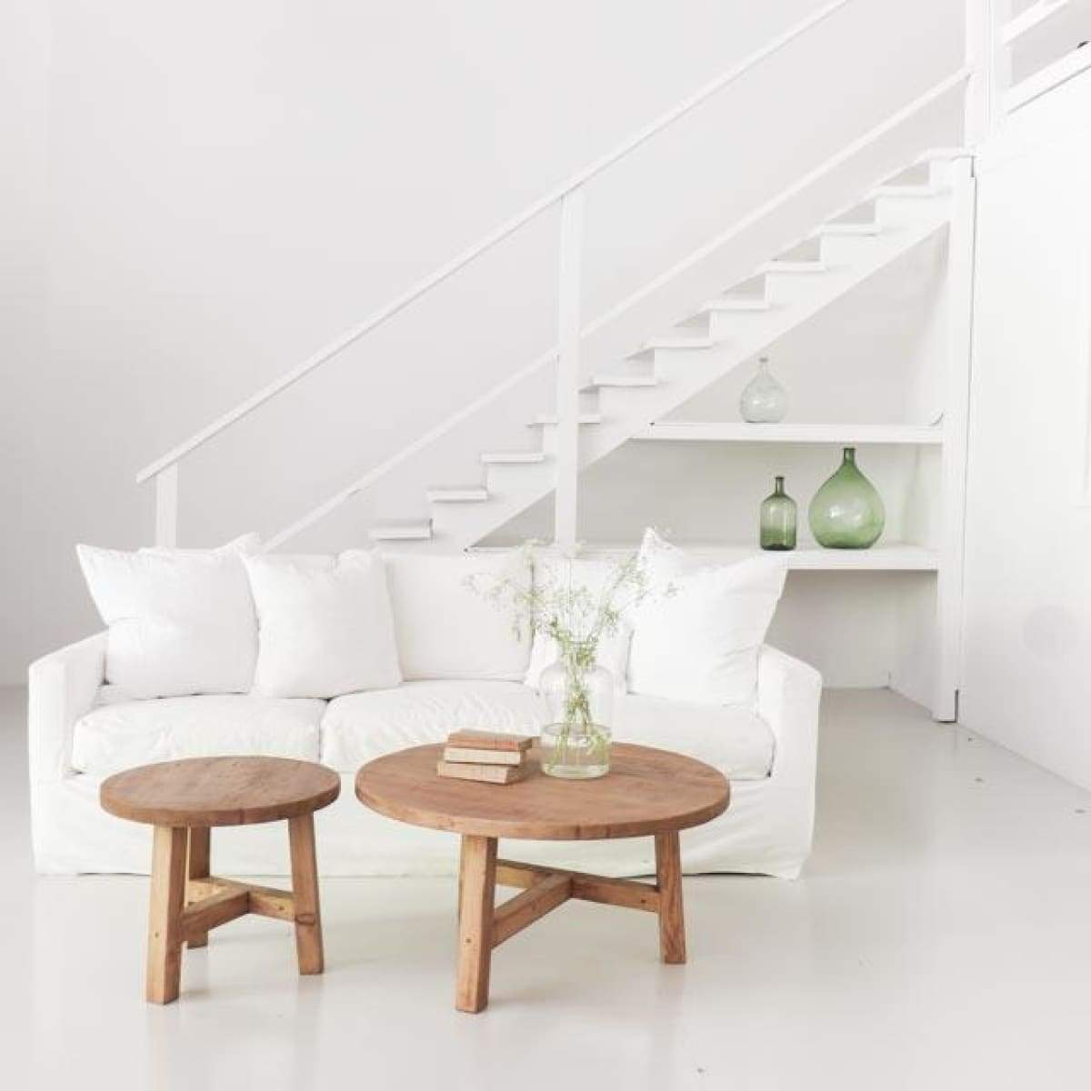 Reclaimed Wood Round Coffee Table - elsie green - Custom Furniture