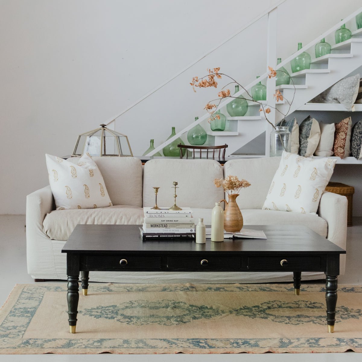 Reclaimed Wood Turned Leg Coffee Table - elsie green - Custom Furniture