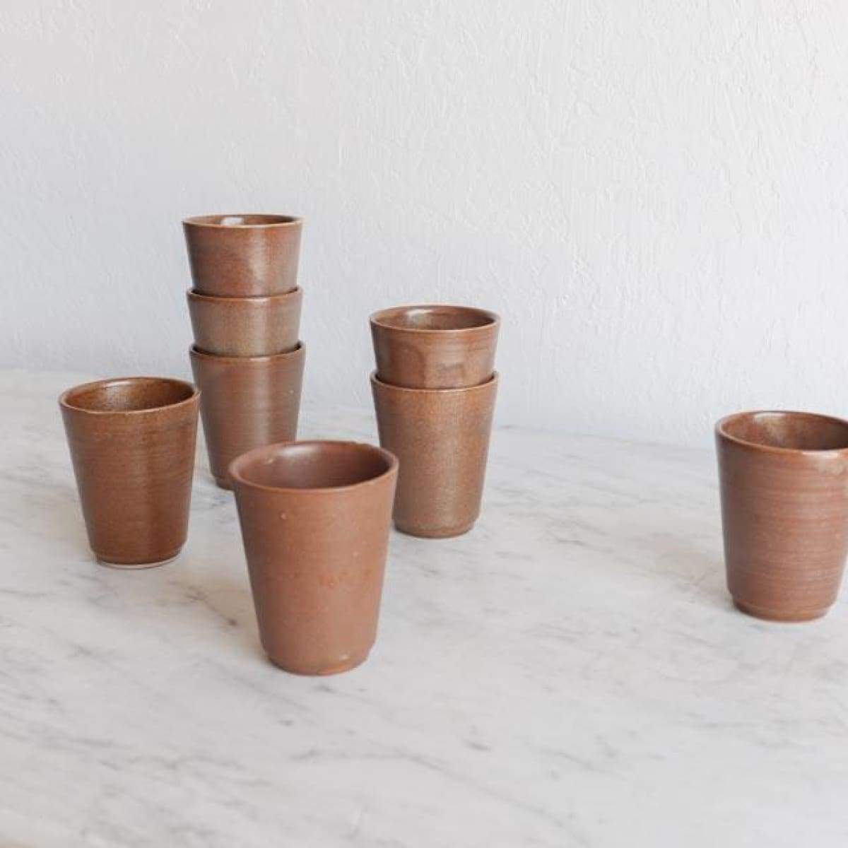 Set of Eight Stemmed Stoneware Tumblers - the french kitchen
