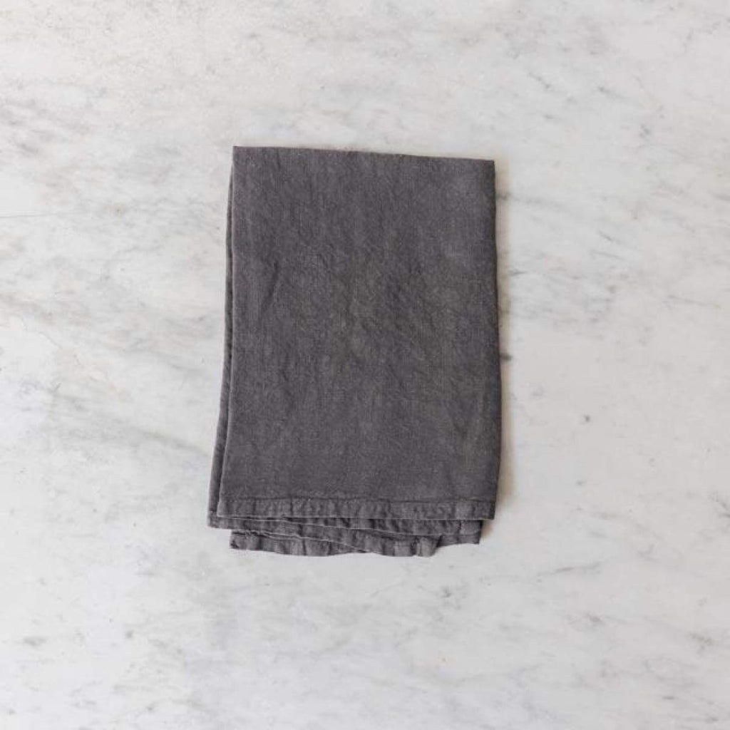 Stonewashed Linen Throwbed - CHARCOAL - textiles