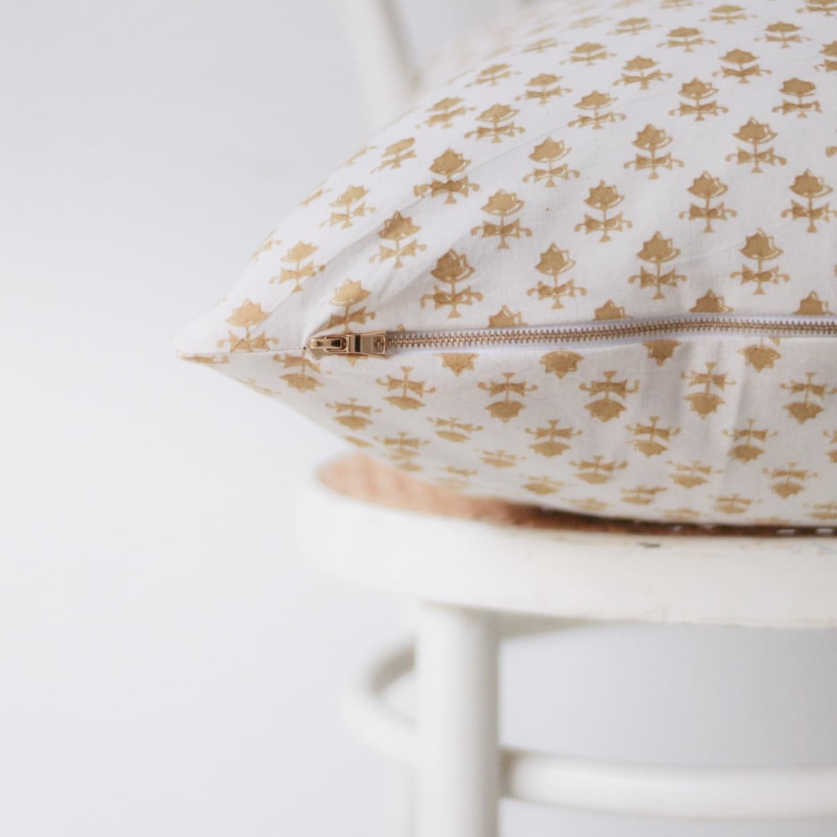Hand Block Printed Pillow Cover | Juliette Gold - elsie green