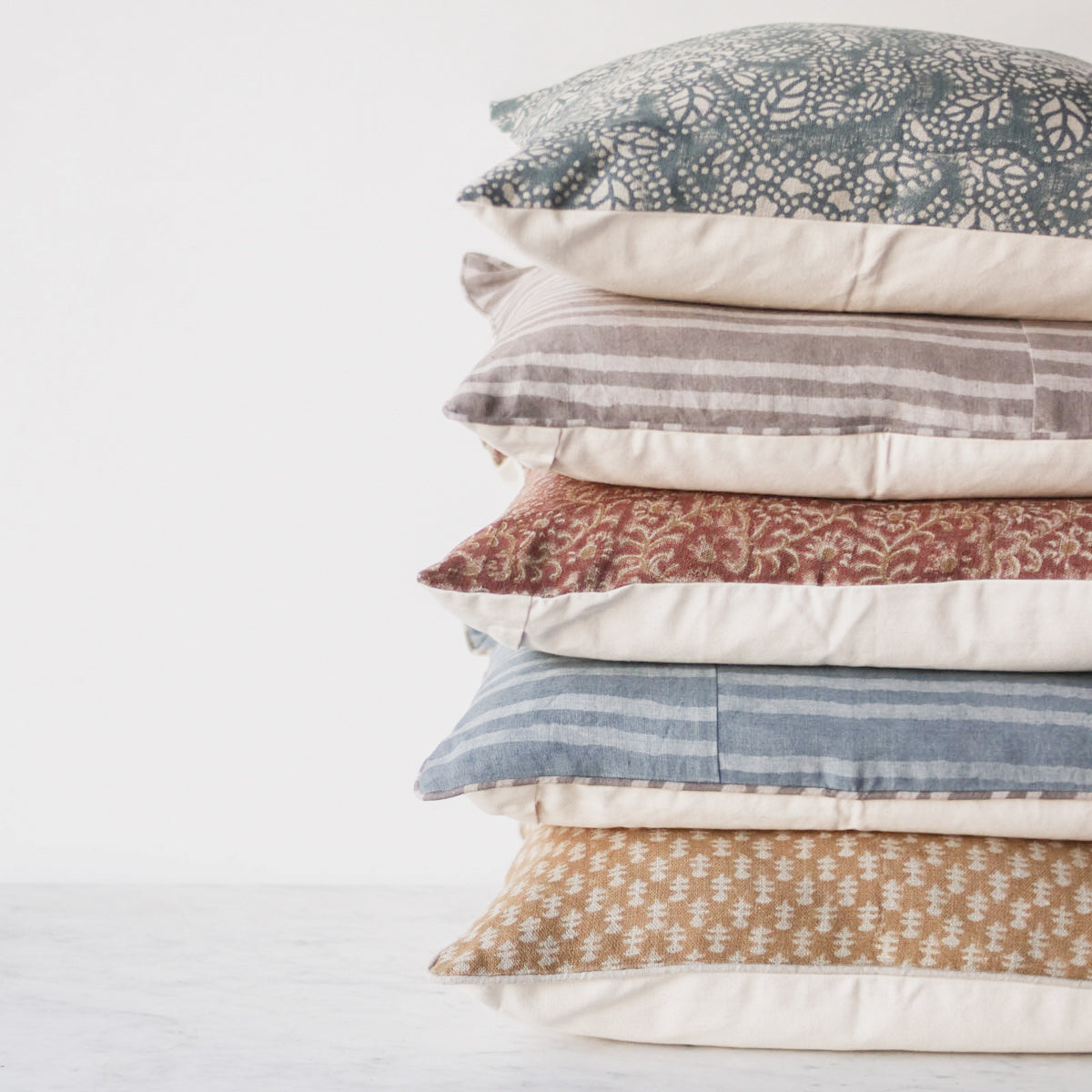 Linen Block Printed Pillow Cover | Boti Mustard - elsie green