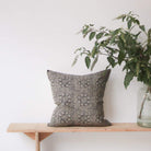 Linen Block Printed Pillow Cover | Wisteria Noir - elsie green