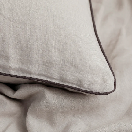 Pair of Piped Linen Pillowcases - elsie green