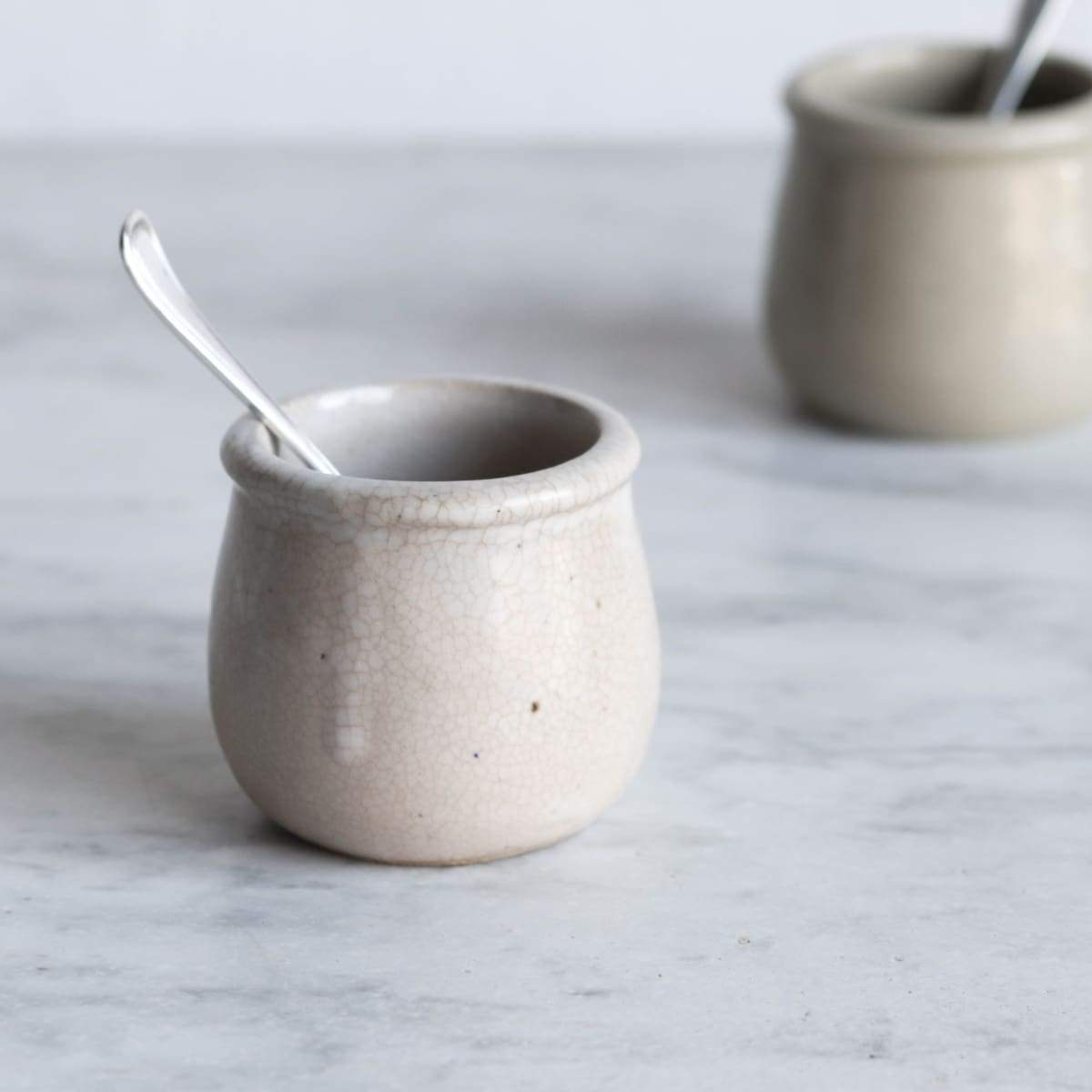 Pair of Stoneware Yogurt Pots - elsie green