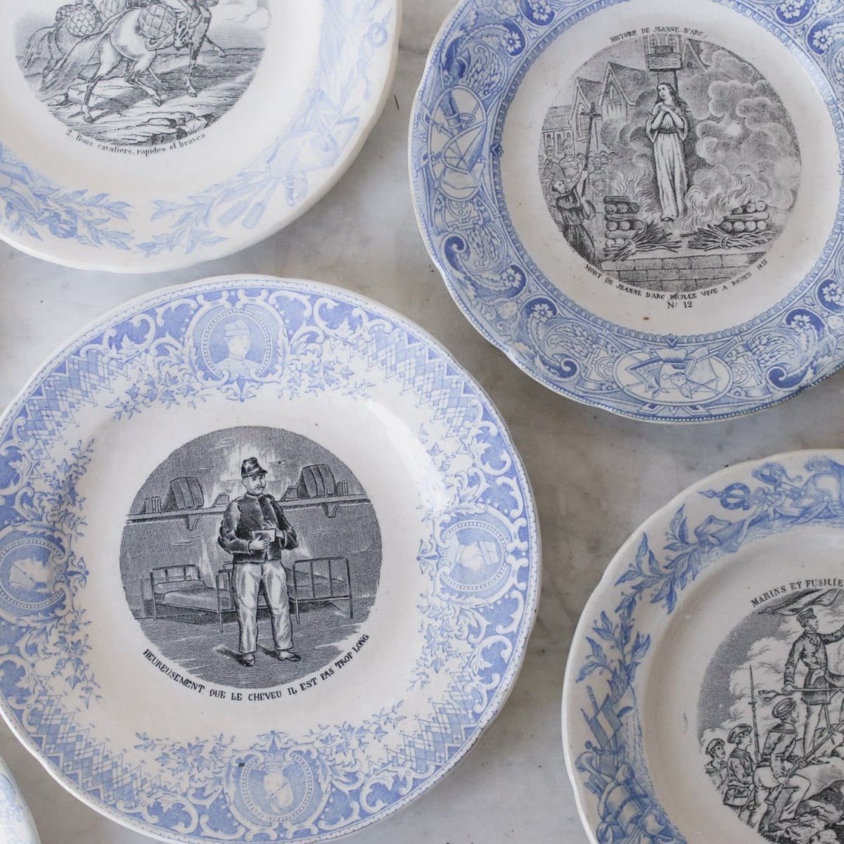 Vintage Blue Rim Transferware Plates eclectic set of 4 - elsie green