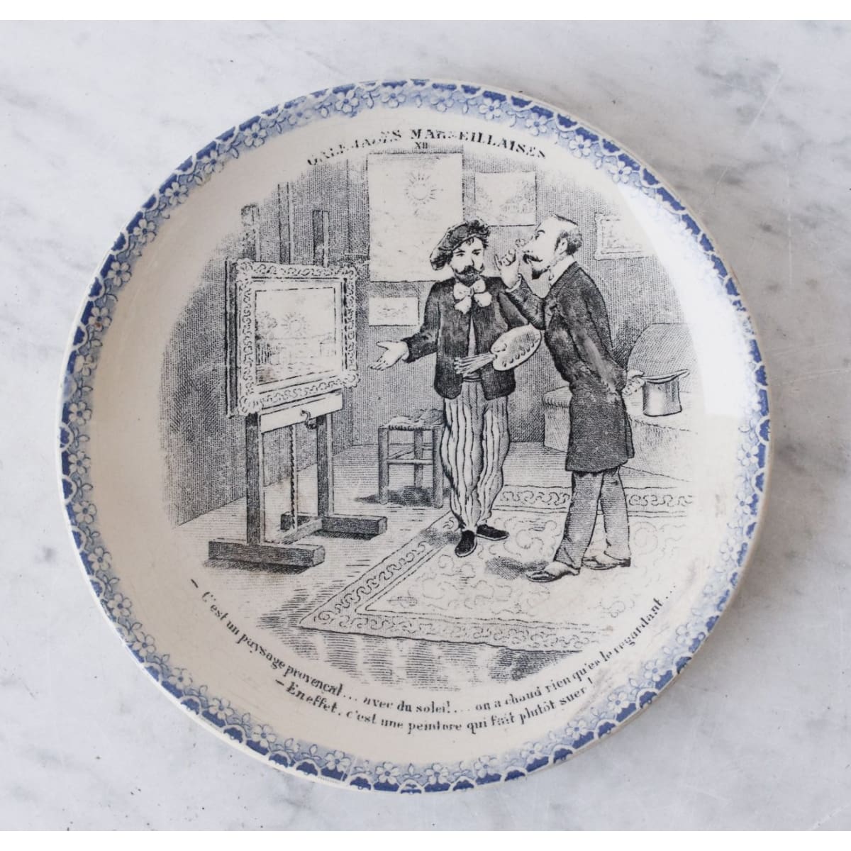 Vintage Blue Rim Transferware Plates eclectic set of 4 - elsie green