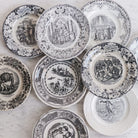 Vintage Black Transferware Plate | Eclectic Set Of 4 - elsie green - The French Kitchen