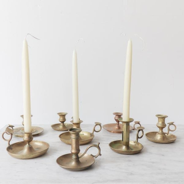 Vintage Brass Candle Holders - Out Of The Dust Rentals