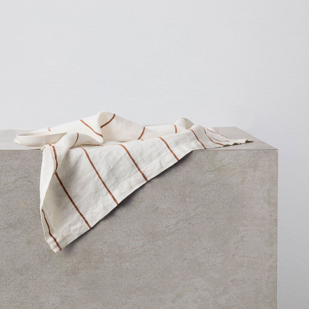 Washed Linen Napkin Set of 4 - CEDAR STRIPE - textiles